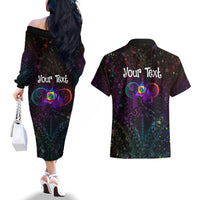 I See Your True Colors Personalised Couples Matching Off The Shoulder Long Sleeve Dress and Hawaiian Shirt Autism Awareness LT05 - Polynesian Pride
