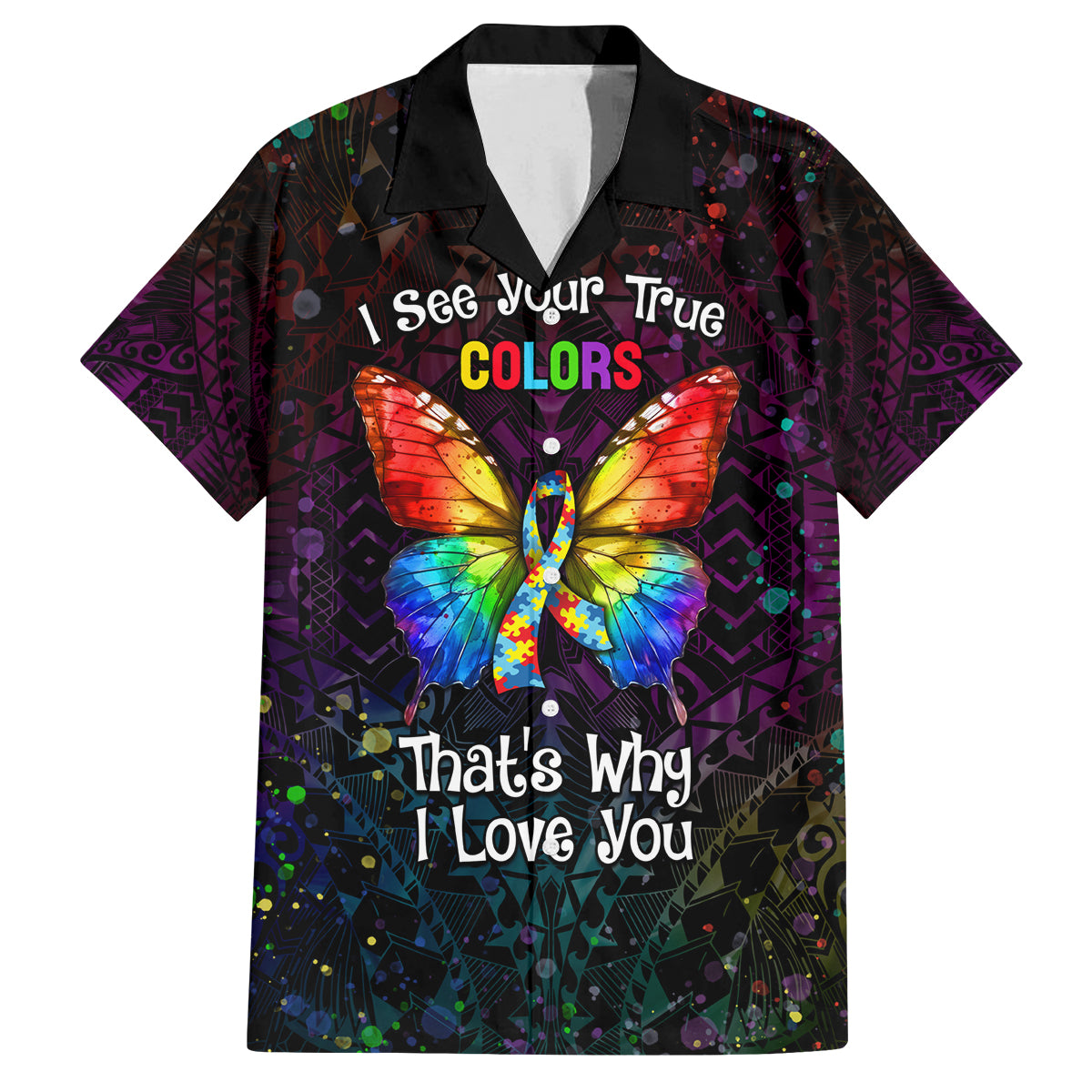 I See Your True Colors Personalised Family Matching Tank Maxi Dress and Hawaiian Shirt Autism Awareness