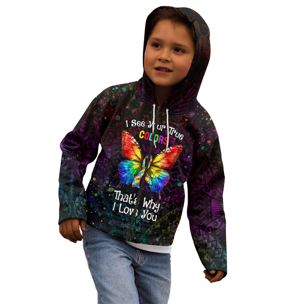I See Your True Colors Personalised Kid Hoodie Autism Awareness LT05 - Polynesian Pride