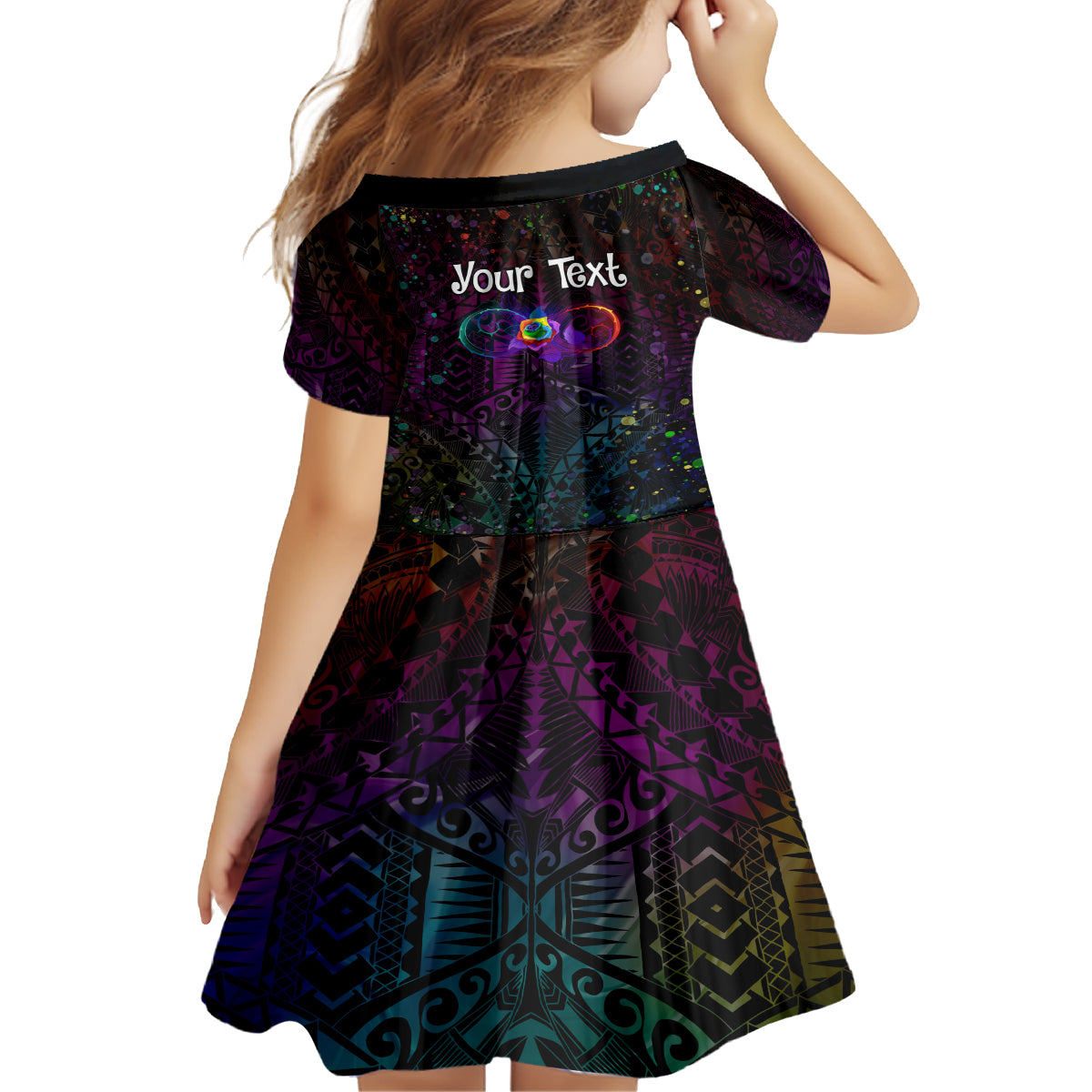 I See Your True Colors Personalised Kid Short Sleeve Dress Autism Awareness LT05 - Polynesian Pride
