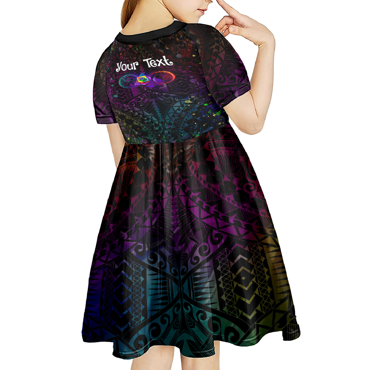 I See Your True Colors Personalised Kid Short Sleeve Dress Autism Awareness LT05 - Polynesian Pride