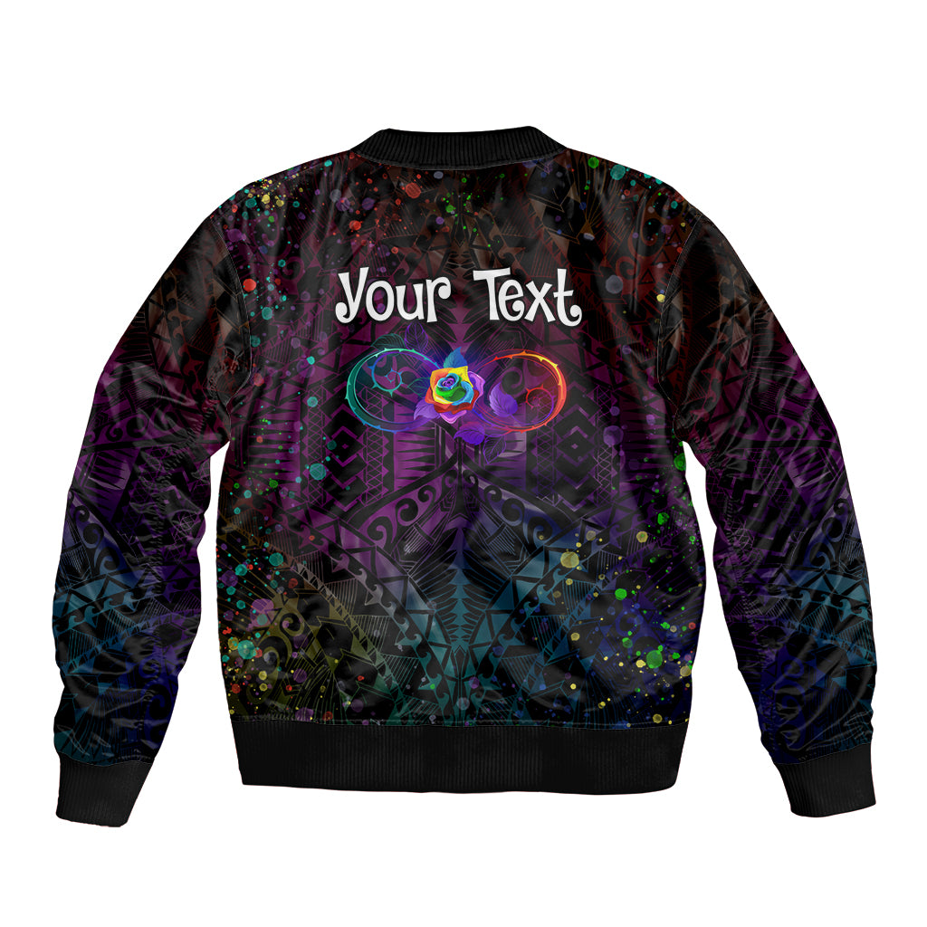 I See Your True Colors Personalised Sleeve Zip Bomber Jacket Autism Awareness