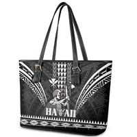 Hawaii Happy King Kamehameha Day Leather Tote Bag Kakau Pattern