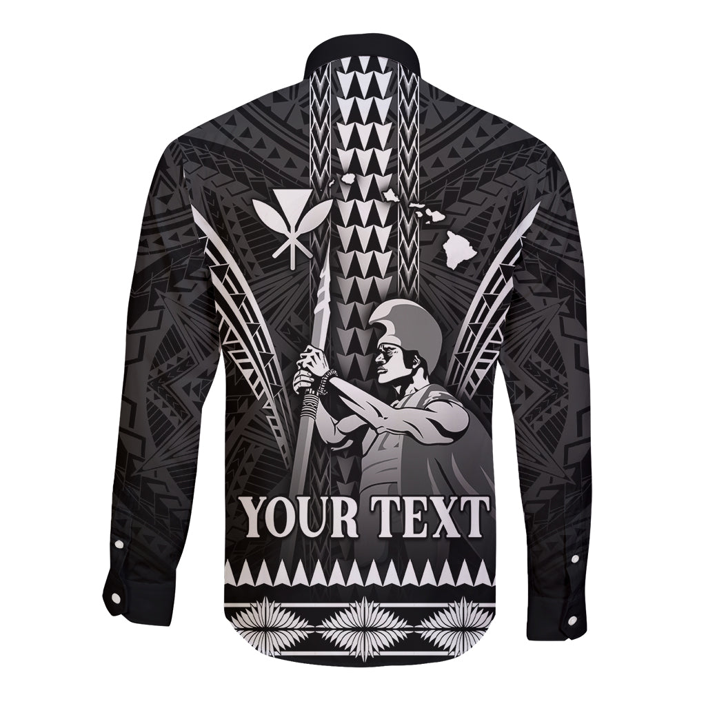 Personalised Hawaii Happy King Kamehameha Day Long Sleeve Button Shirt Kakau Pattern