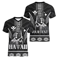 Personalised Hawaii Happy King Kamehameha Day Women V-Neck T-Shirt Kakau Pattern