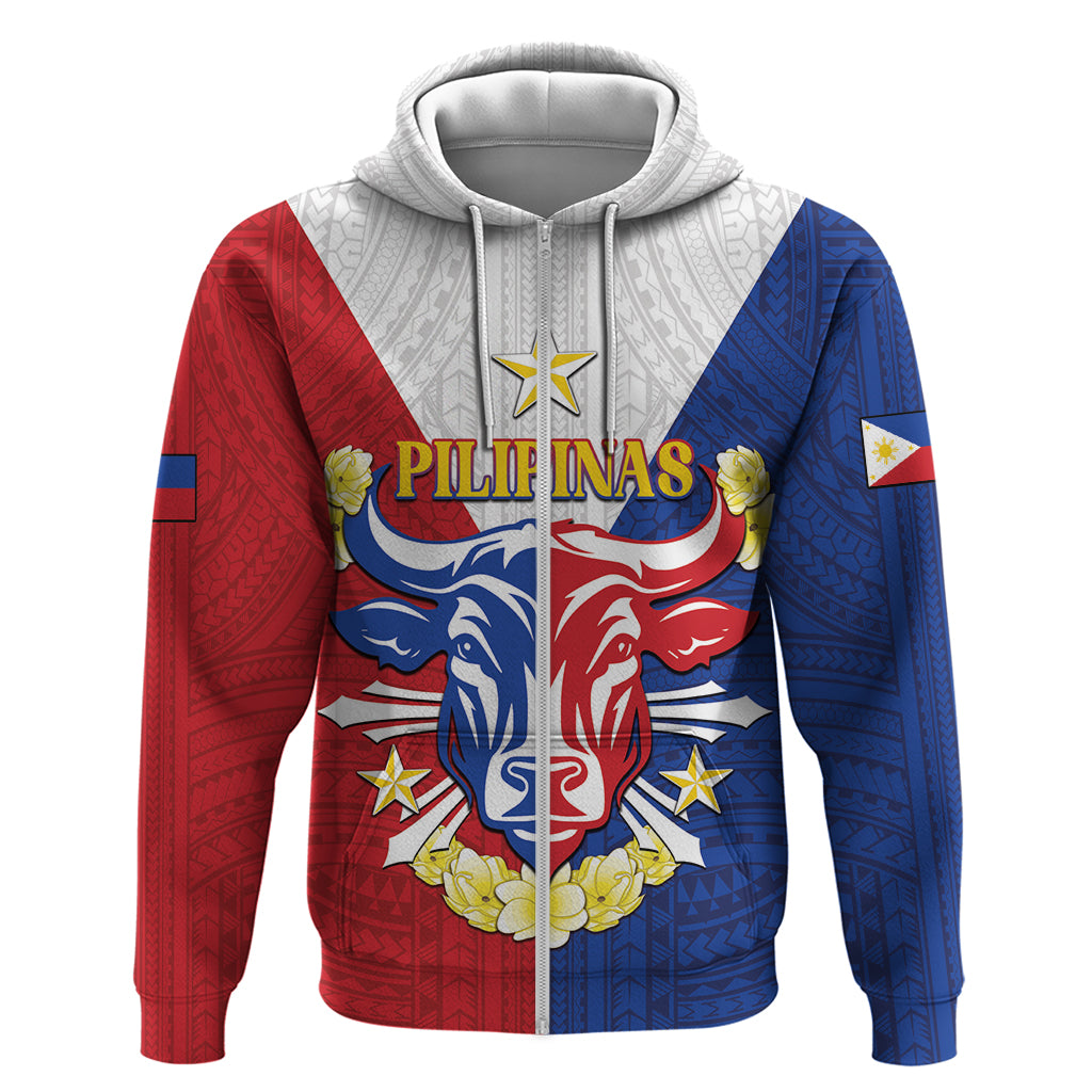 Personalised Philippines Independence Day Zip Hoodie Maligayang Araw ng Kalayaan Filipino Carabao