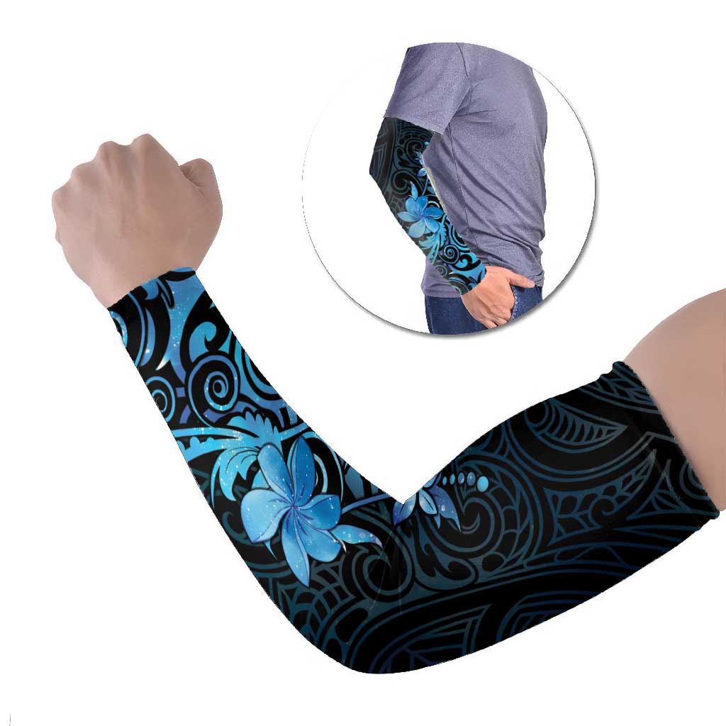 Matariki New Zealand Arm Sleeves Maori Pattern Blue Galaxy - Polynesian Pride