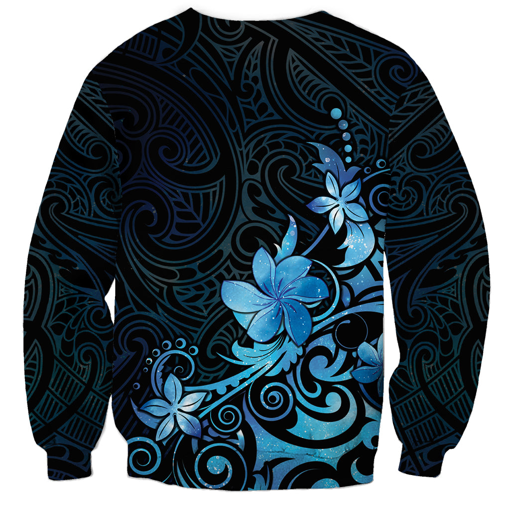 Matariki New Zealand Sweatshirt Maori Pattern Blue Galaxy