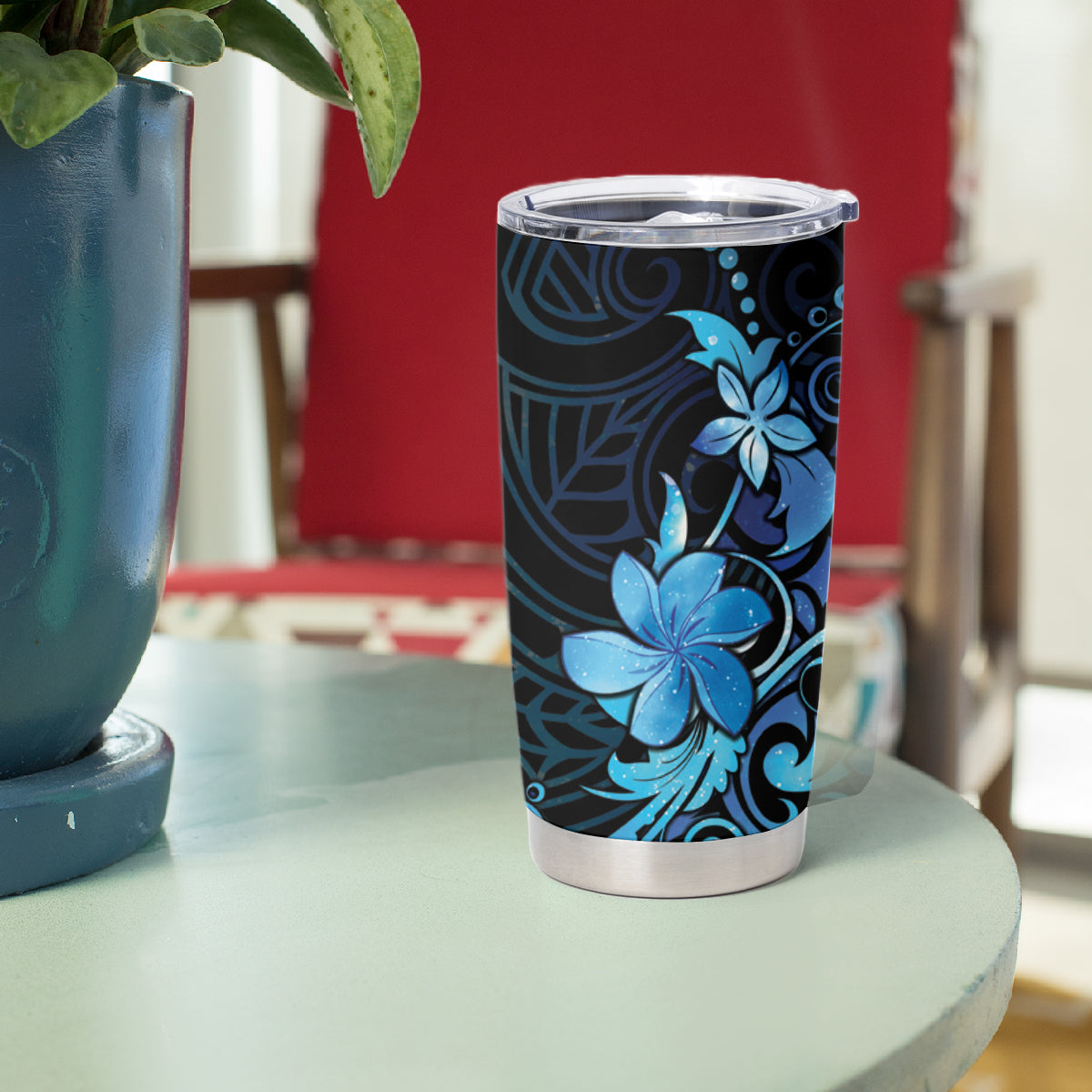 Matariki New Zealand Tumbler Cup Maori Pattern Blue Galaxy