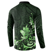 Matariki New Zealand Button Sweatshirt Maori Pattern Green Galaxy
