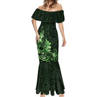 Matariki New Zealand Mermaid Dress Maori Pattern Green Galaxy