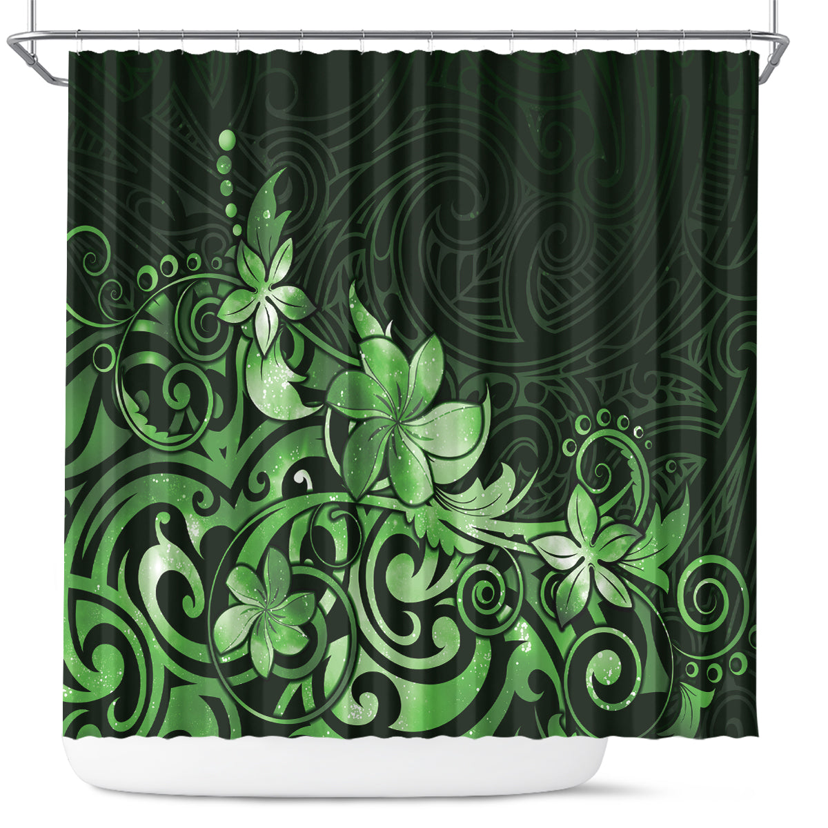 Matariki New Zealand Shower Curtain Maori Pattern Green Galaxy