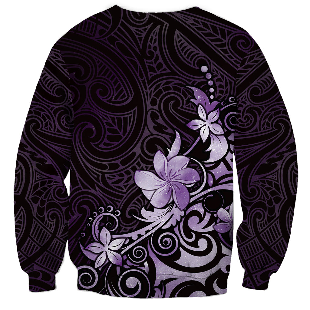 Matariki New Zealand Sweatshirt Maori Pattern Purple Galaxy