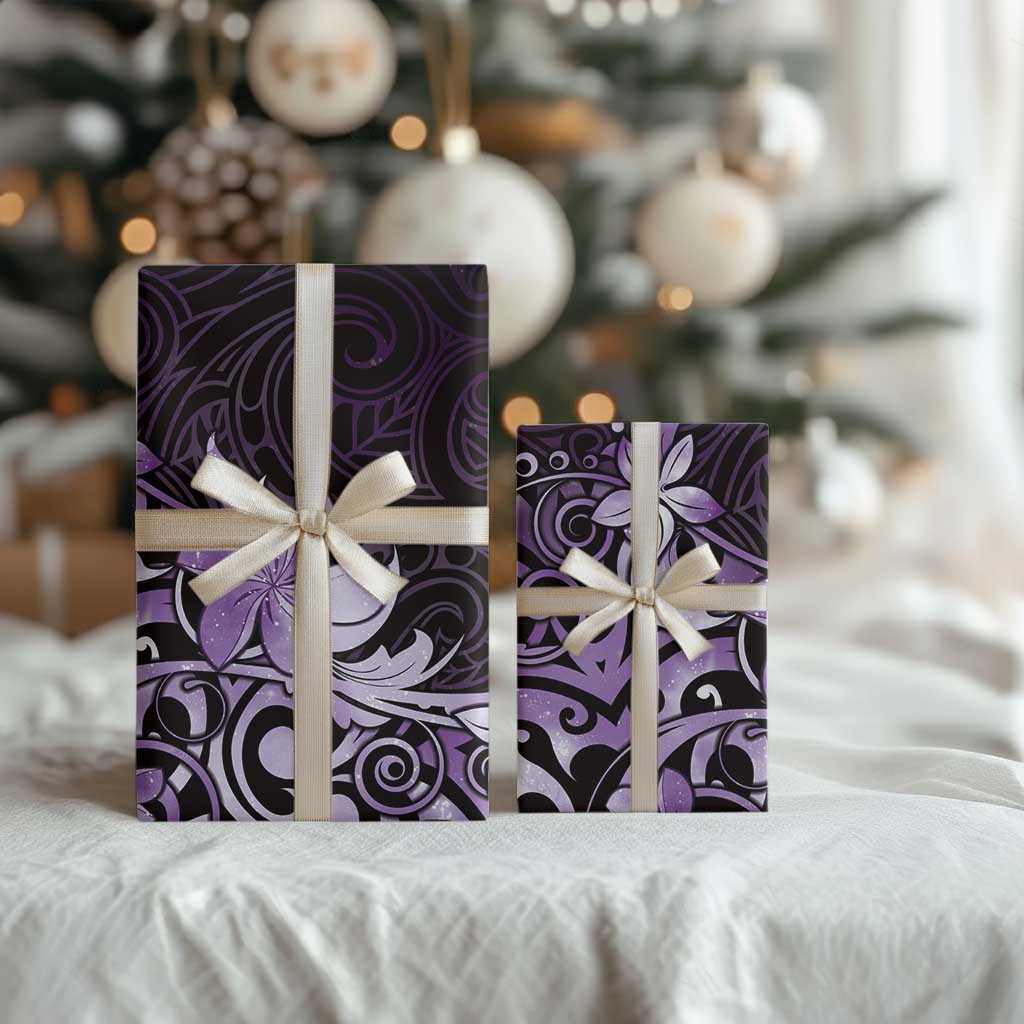 Matariki New Zealand Wrapping Paper Maori Pattern Purple Galaxy - Polynesian Pride