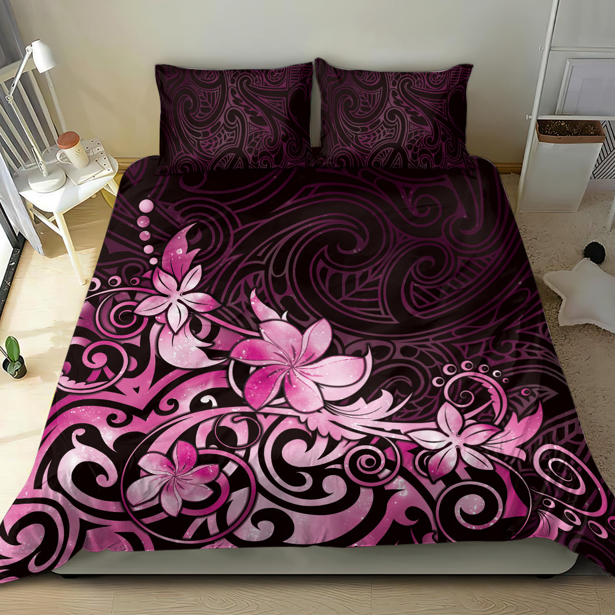 Matariki New Zealand Bedding Set Maori Pattern Pink Galaxy