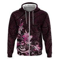 Matariki New Zealand Hoodie Maori Pattern Pink Galaxy
