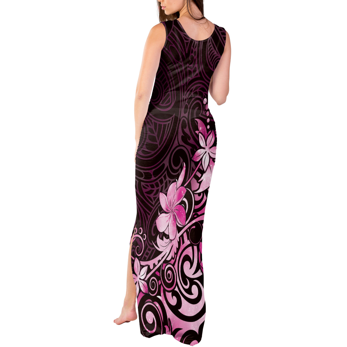 Matariki New Zealand Tank Maxi Dress Maori Pattern Pink Galaxy