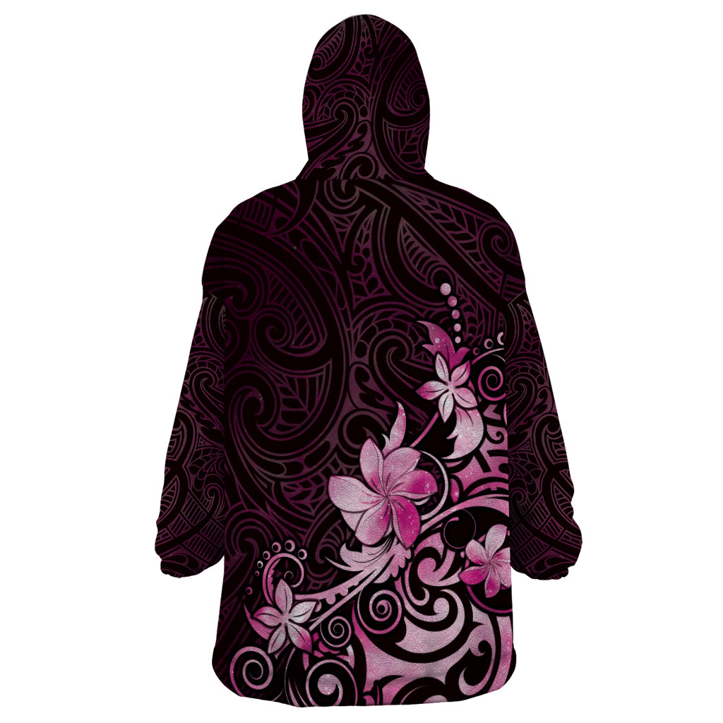 Matariki New Zealand Wearable Blanket Hoodie Maori Pattern Pink Galaxy