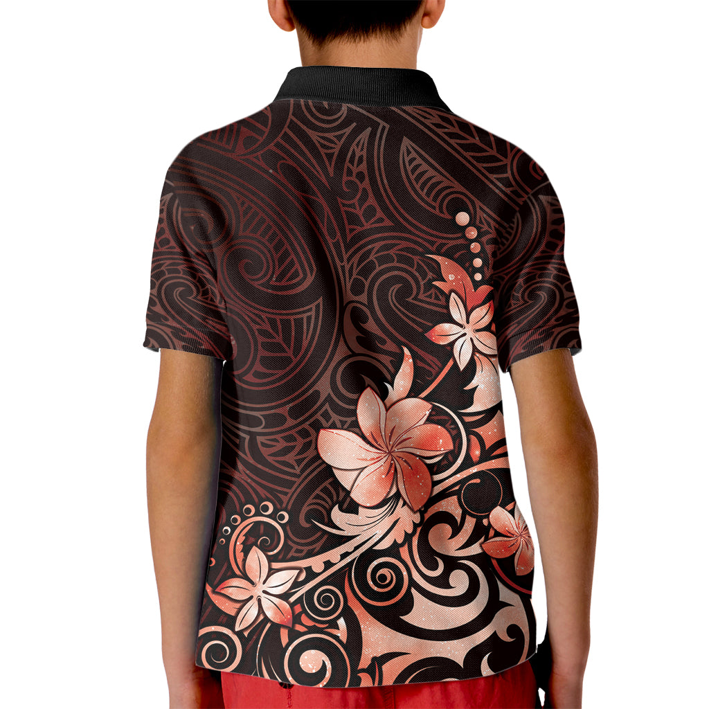 Matariki New Zealand Kid Polo Shirt Maori Pattern Red Galaxy