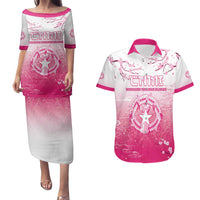 Personalized Sakura Marianas Couples Matching Puletasi and Hawaiian Shirt CNMI Seal