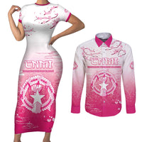 Personalized Sakura Marianas Couples Matching Short Sleeve Bodycon Dress and Long Sleeve Button Shirt CNMI Seal