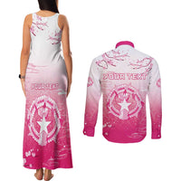Personalized Sakura Marianas Couples Matching Tank Maxi Dress and Long Sleeve Button Shirt CNMI Seal