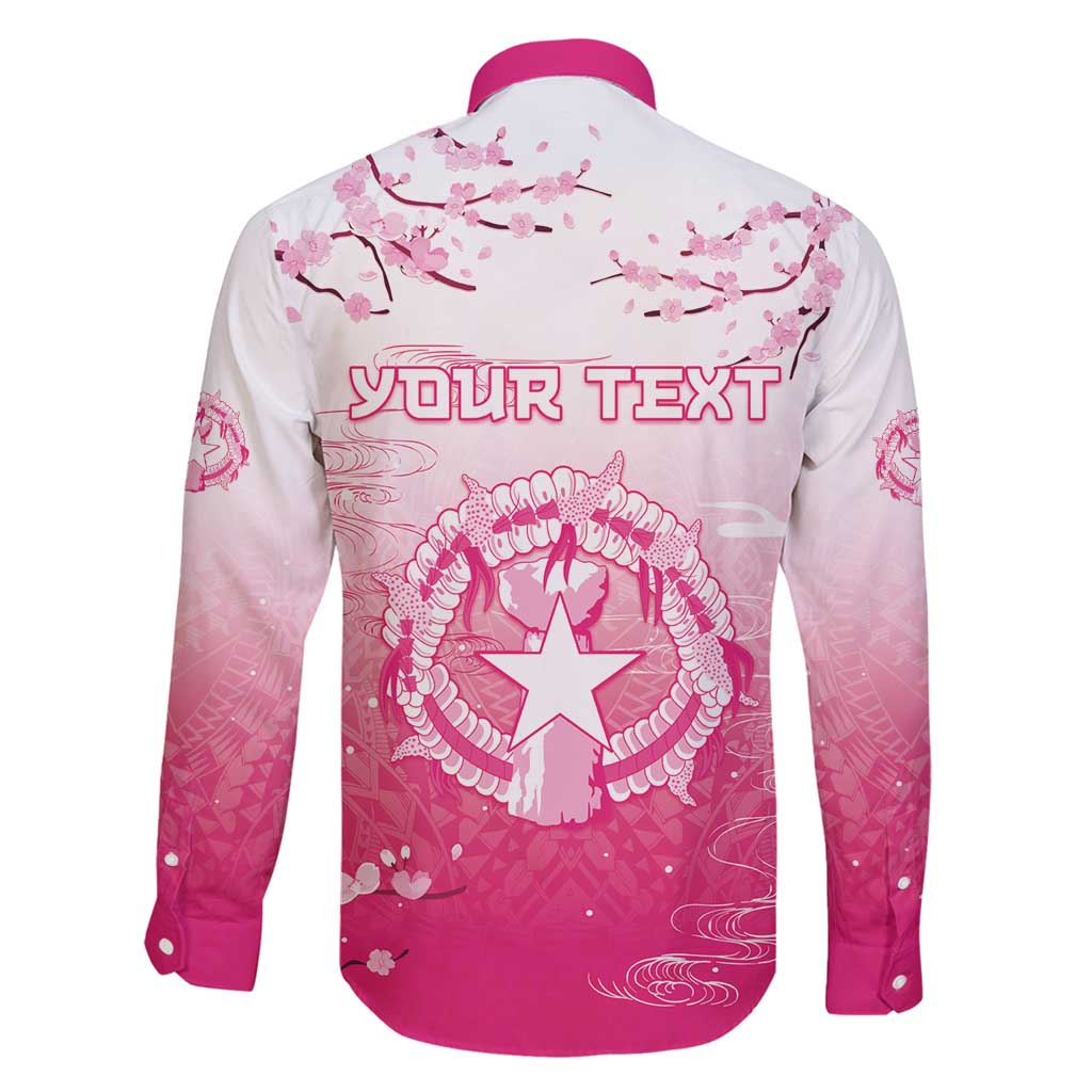 Personalized Sakura Marianas Family Matching Long Sleeve Bodycon Dress and Hawaiian Shirt CNMI Seal