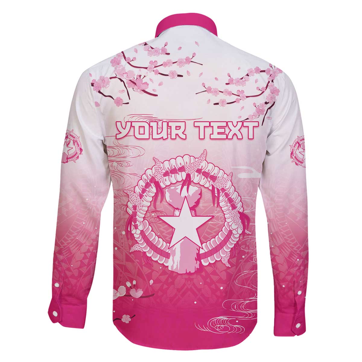 Personalized Sakura Marianas Family Matching Off The Shoulder Long Sleeve Dress and Hawaiian Shirt CNMI Seal