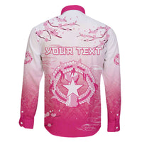 Personalized Sakura Marianas Family Matching Off The Shoulder Long Sleeve Dress and Hawaiian Shirt CNMI Seal