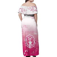 Personalized Sakura Marianas Family Matching Off Shoulder Maxi Dress and Hawaiian Shirt CNMI Seal