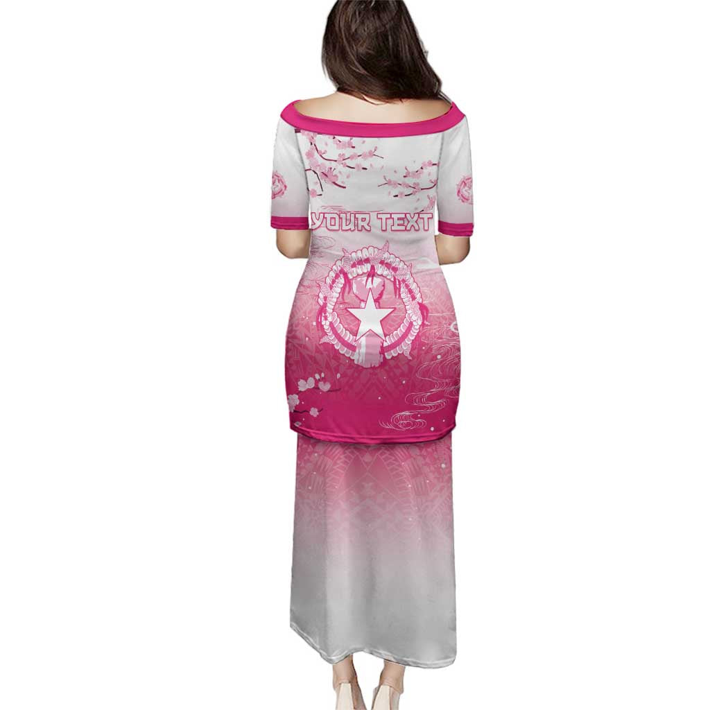 Personalized Sakura Marianas Family Matching Puletasi and Hawaiian Shirt CNMI Seal