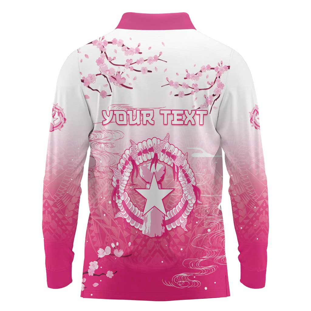 Personalized Sakura Marianas Long Sleeve Polo Shirt CNMI Seal