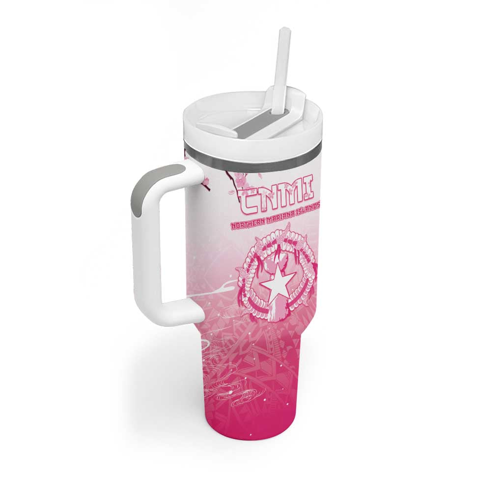Personalized Sakura Marianas Tumbler With Handle CNMI Seal