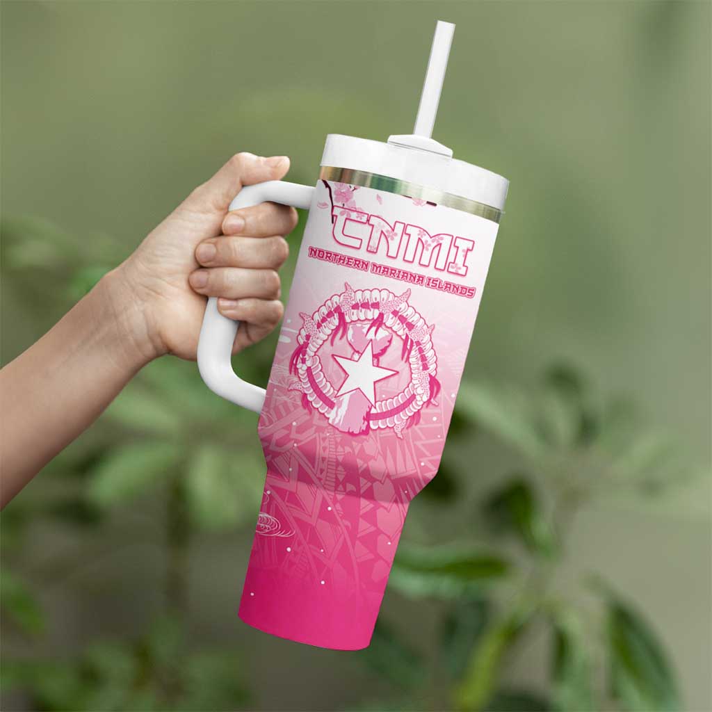 Personalized Sakura Marianas Tumbler With Handle CNMI Seal
