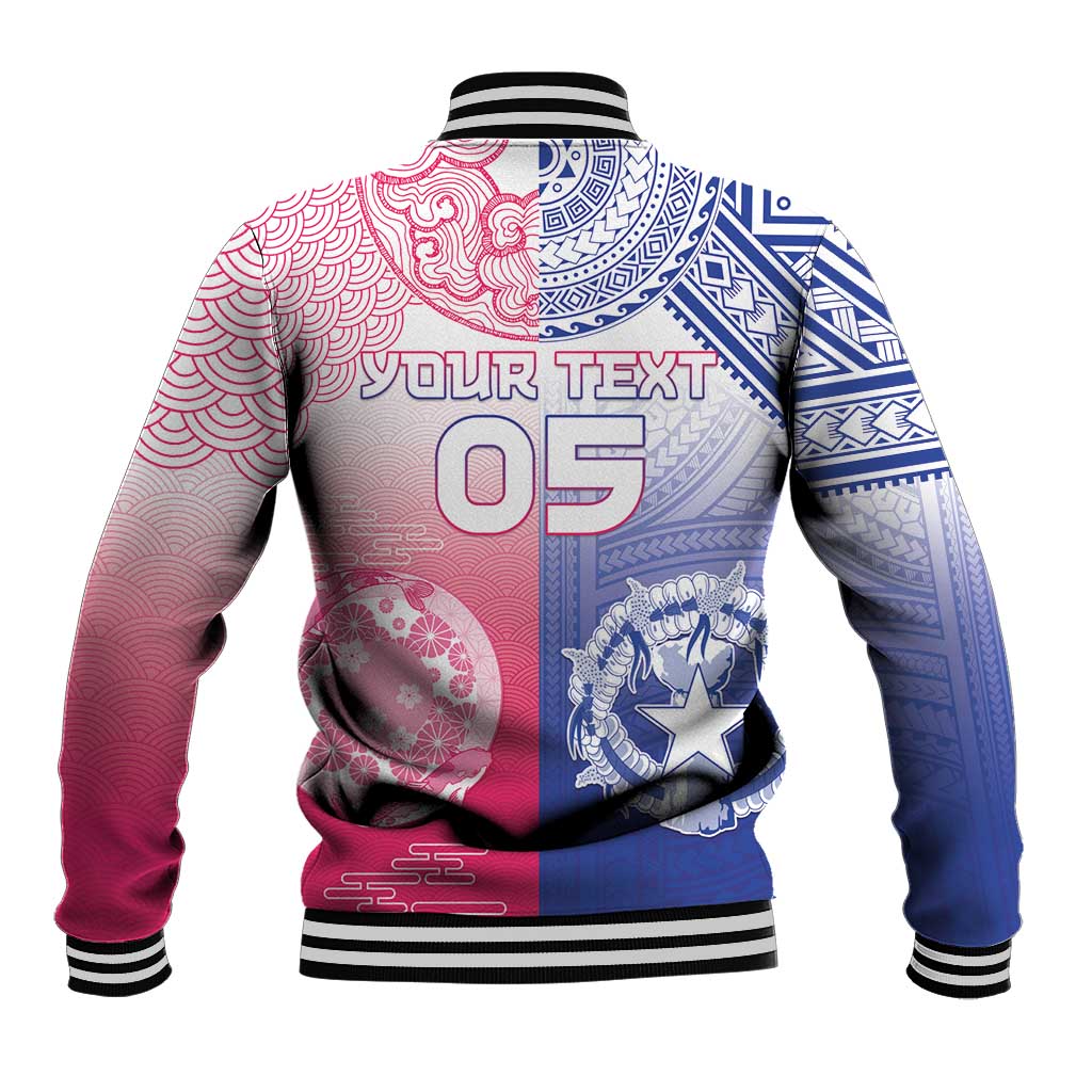 Custom Northern Mariana Islands And Japan Together Baseball Jacket