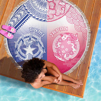 Northern Mariana Islands And Japan Together Beach Blanket