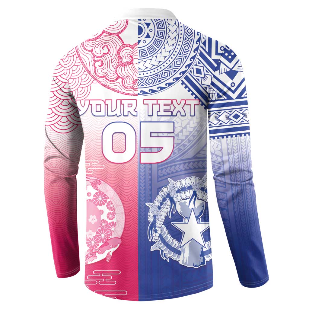 Custom Northern Mariana Islands And Japan Together Button Sweatshirt