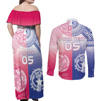 Custom Northern Mariana Islands And Japan Together Couples Matching Off Shoulder Maxi Dress and Long Sleeve Button Shirt
