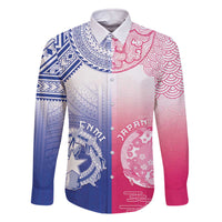 Custom Northern Mariana Islands And Japan Together Family Matching Off The Shoulder Long Sleeve Dress and Hawaiian Shirt