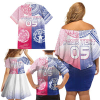 Custom Northern Mariana Islands And Japan Together Family Matching Off Shoulder Short Dress and Hawaiian Shirt