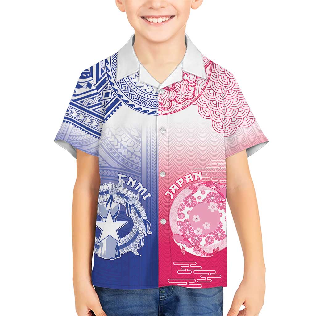 Custom Northern Mariana Islands And Japan Together Kid Hawaiian Shirt