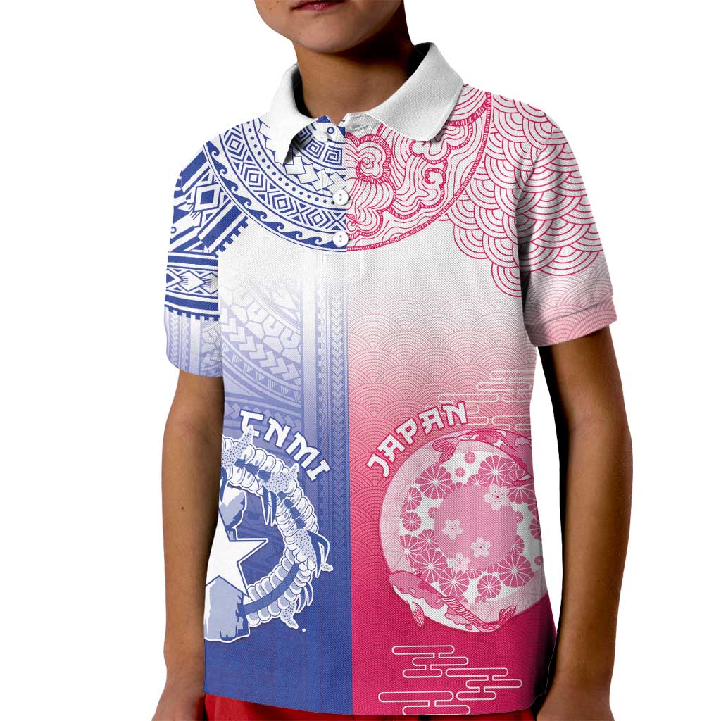 Custom Northern Mariana Islands And Japan Together Kid Polo Shirt