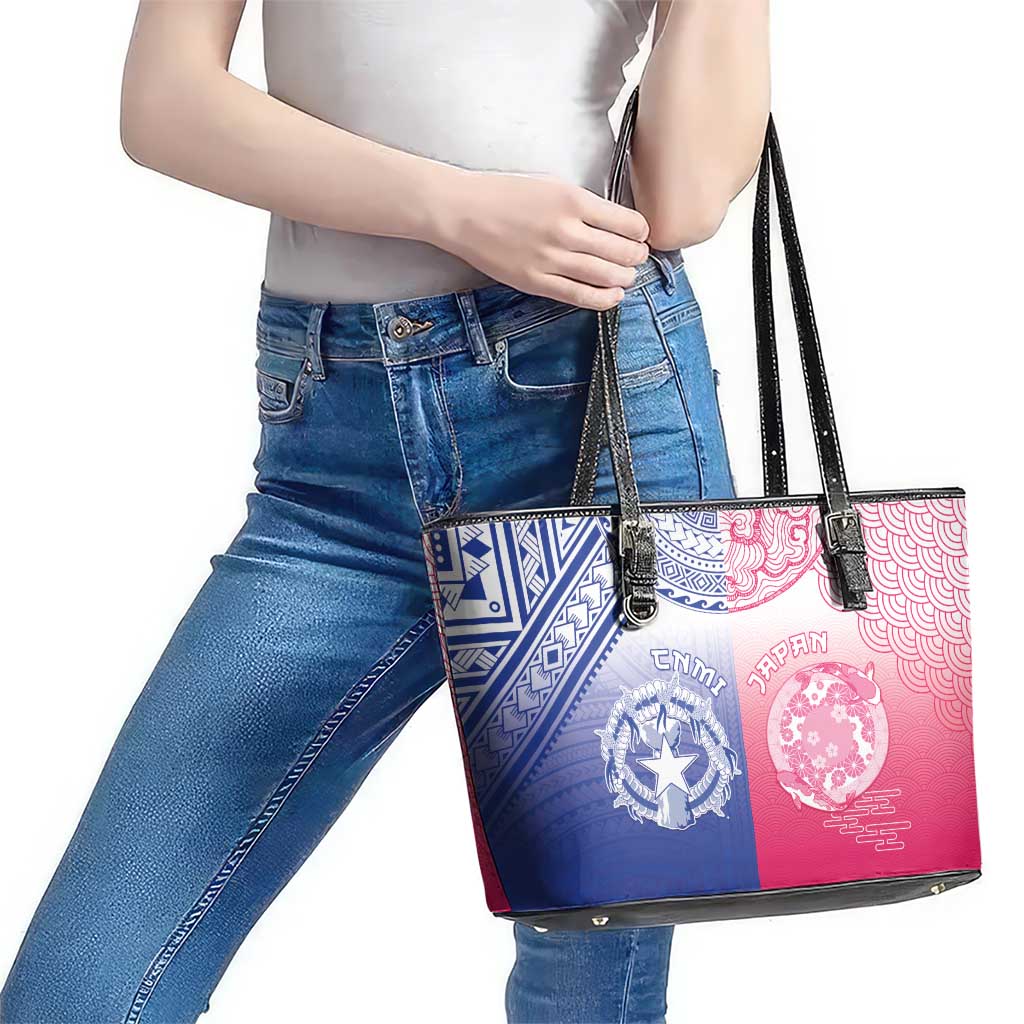 Northern Mariana Islands And Japan Together Leather Tote Bag