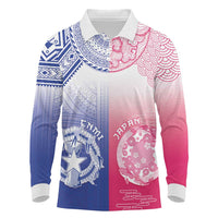 Custom Northern Mariana Islands And Japan Together Long Sleeve Polo Shirt