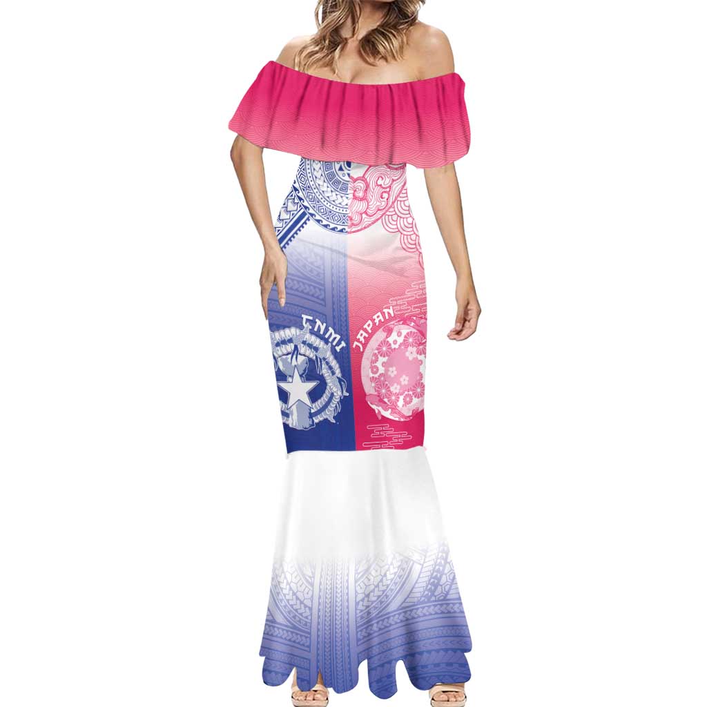 Custom Northern Mariana Islands And Japan Together Mermaid Dress