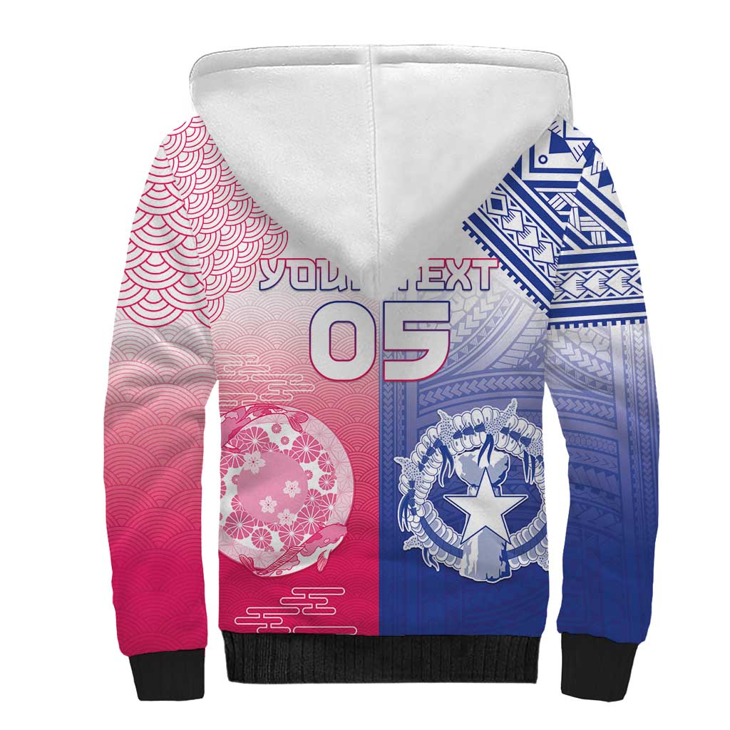 Custom Northern Mariana Islands And Japan Together Sherpa Hoodie