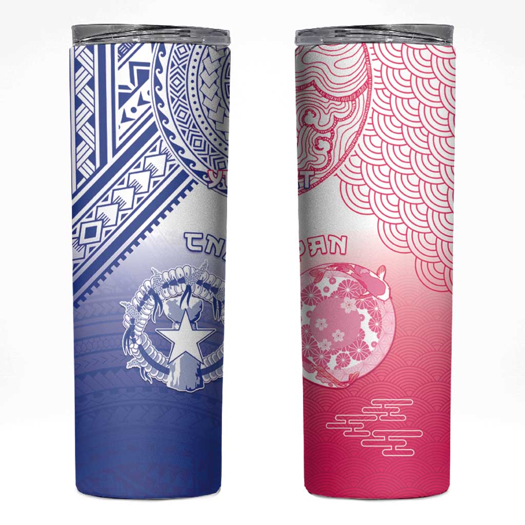 Custom Northern Mariana Islands And Japan Together Skinny Tumbler