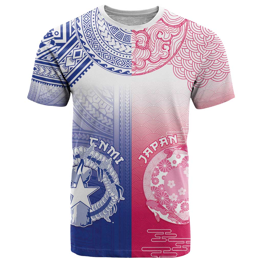 Custom Northern Mariana Islands And Japan Together T Shirt