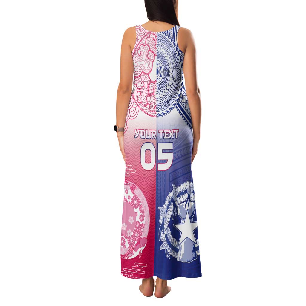 Custom Northern Mariana Islands And Japan Together Tank Maxi Dress