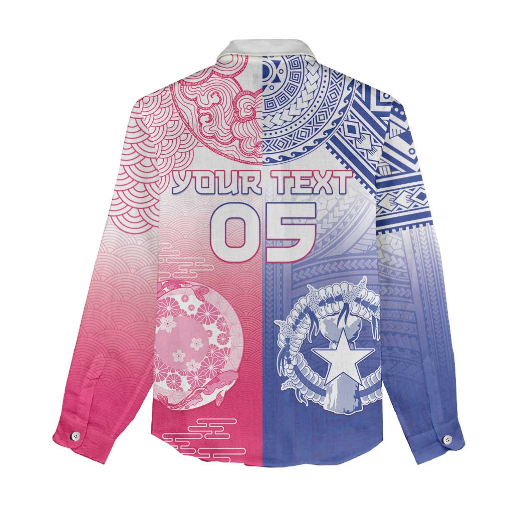 Custom Northern Mariana Islands And Japan Together Women Casual Shirt